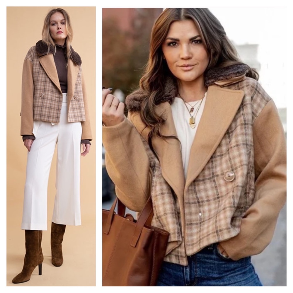 FINAL PRICE Rachel Parcell Boxy Plaid Jacket Coat